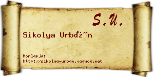 Sikolya Urbán névjegykártya